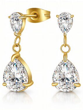 Earrings, 18K Gold Plated Steel